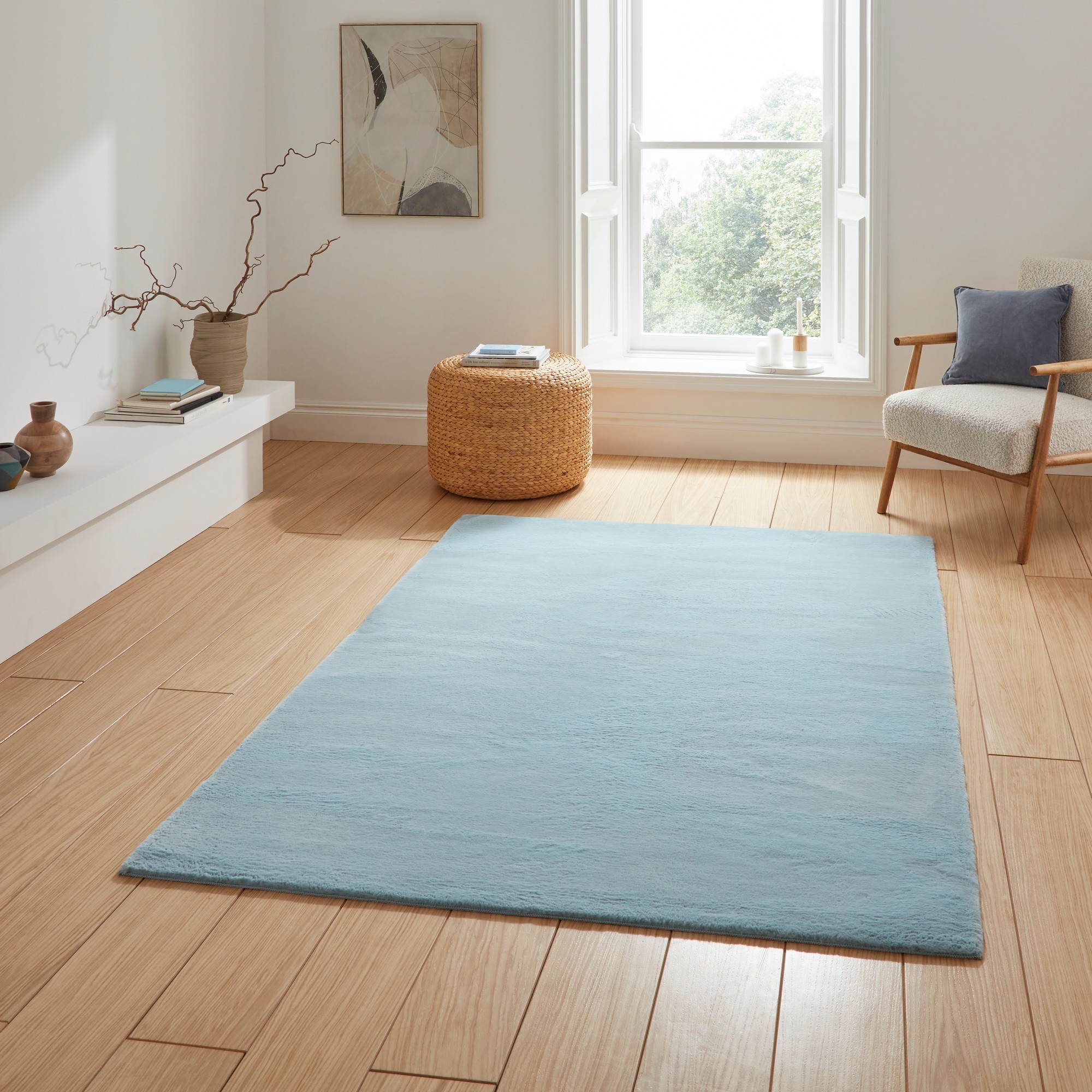 Snug Rug Modern Plain Soft Rugs In Blue